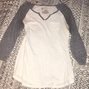White T-shirt w/ grey sleeves